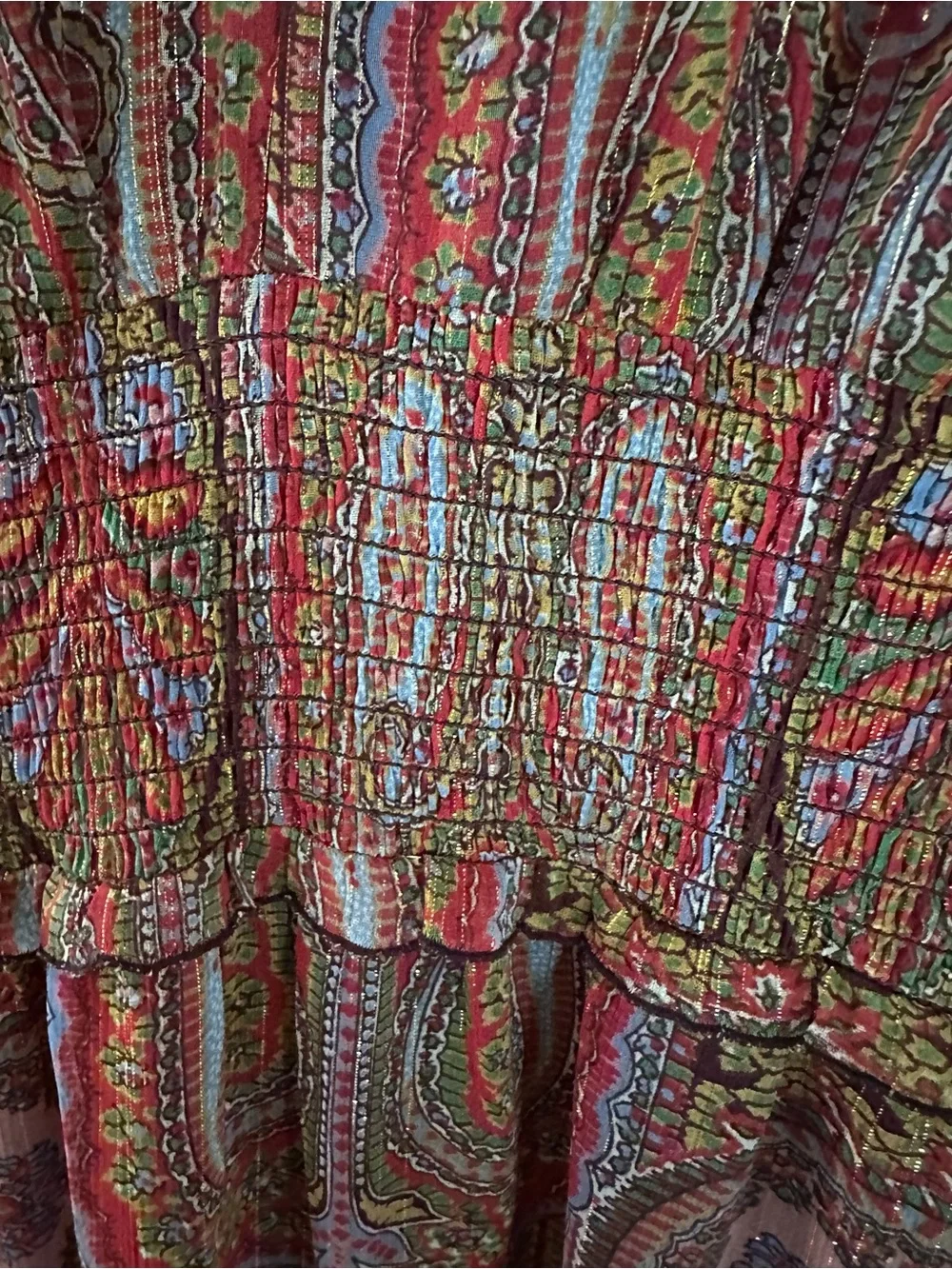 Ann Taylor Paisley Midi Dress in Brown and Red Tones
